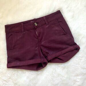 American Eagle Twill Maroon Midi Shorts